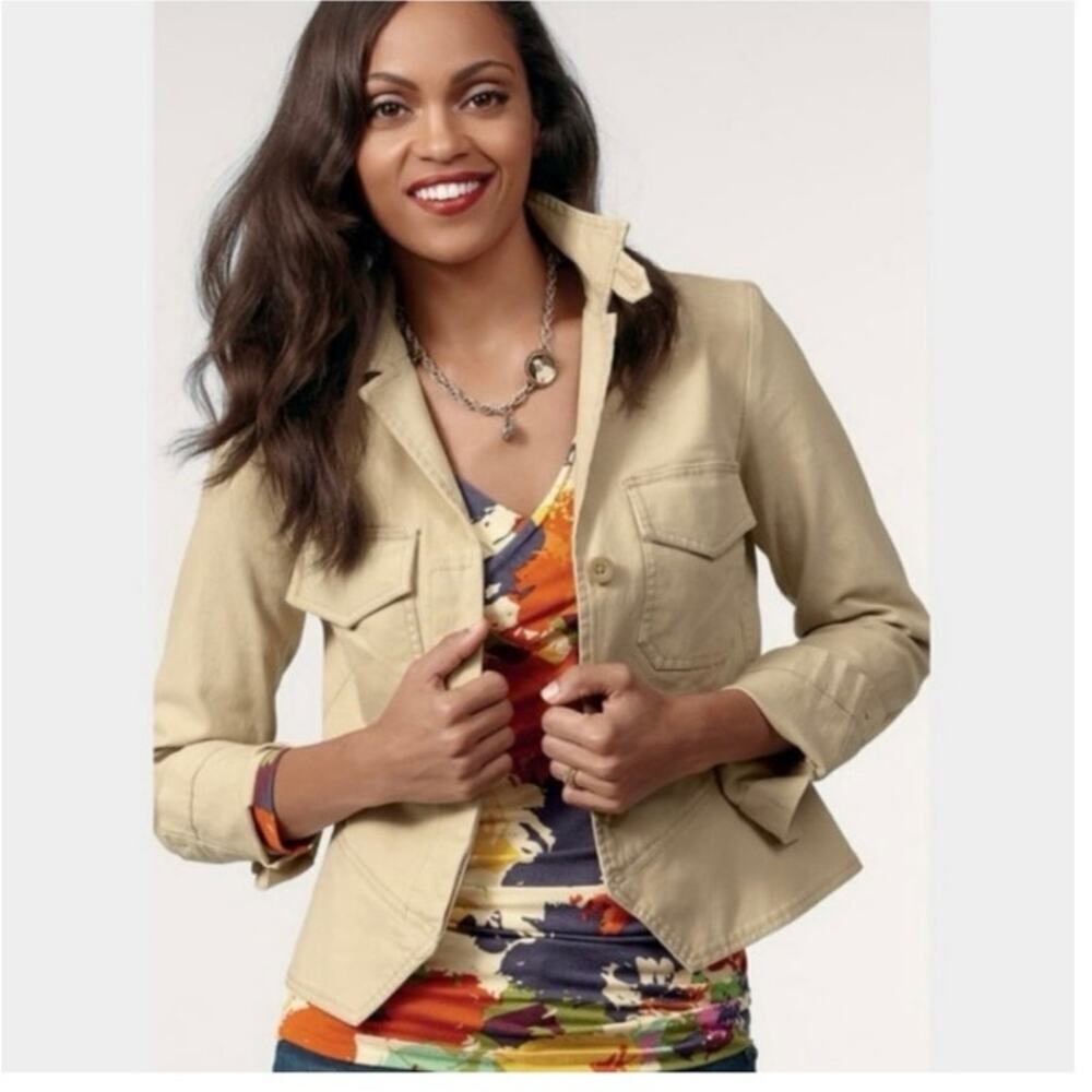 CAbi #892 Women's Tan Cotton Blended Corduroy Cropped Jacket Size Medium